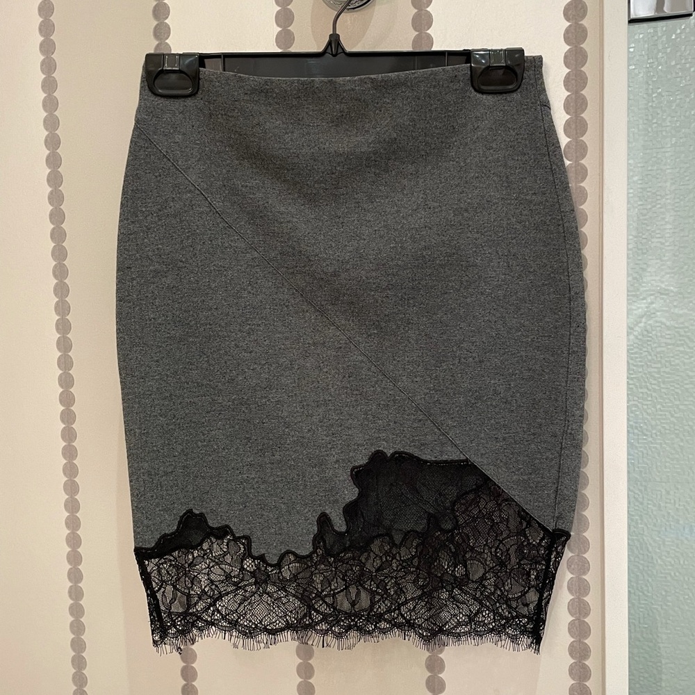 Grey and Black Lace Skirt
